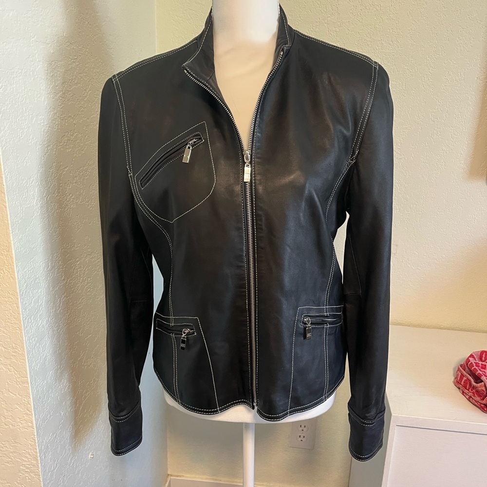Pamela McCoy Black Leather Jacket